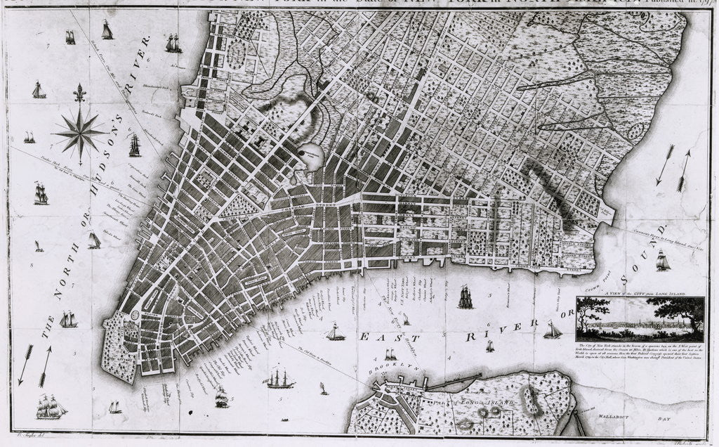 Detail of Early Map of New York by Anonymous