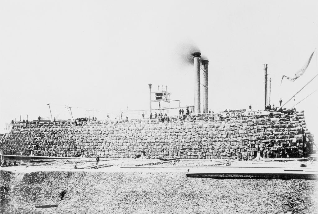 Detail of Cotton Bales Loaded on Mississippi Steamboat by Anonymous