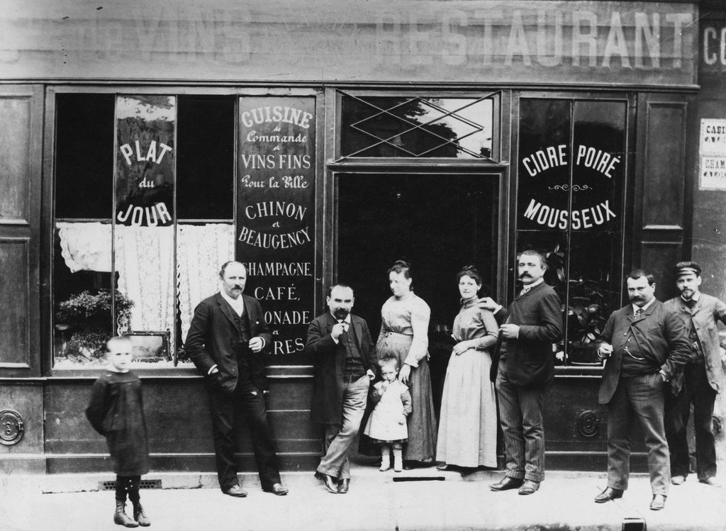 Detail of People Standing Outside Cafe by Anonymous