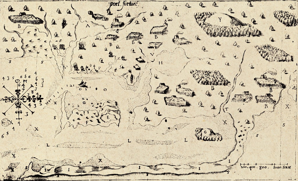 Detail of Map from Voyages of Samuel de Champlain by Corbis