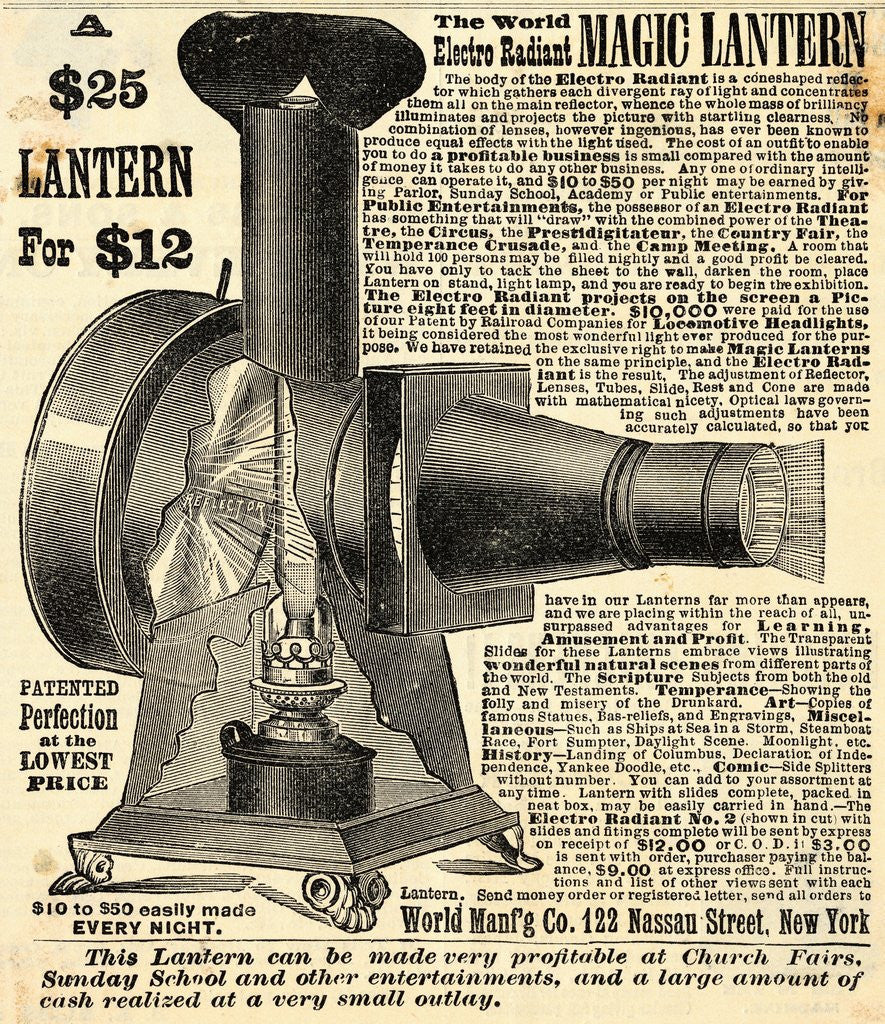 Detail of Ad for an Early Film Projector by Corbis