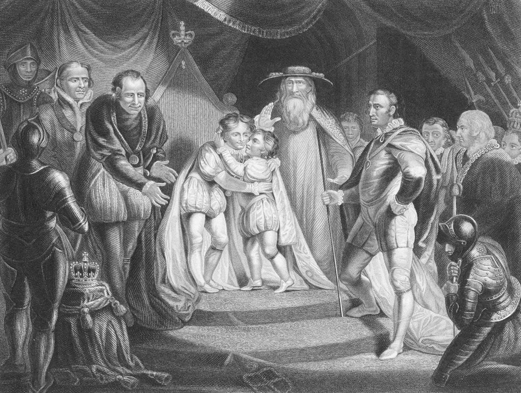 Detail of Young Princes Hugging by Anonymous