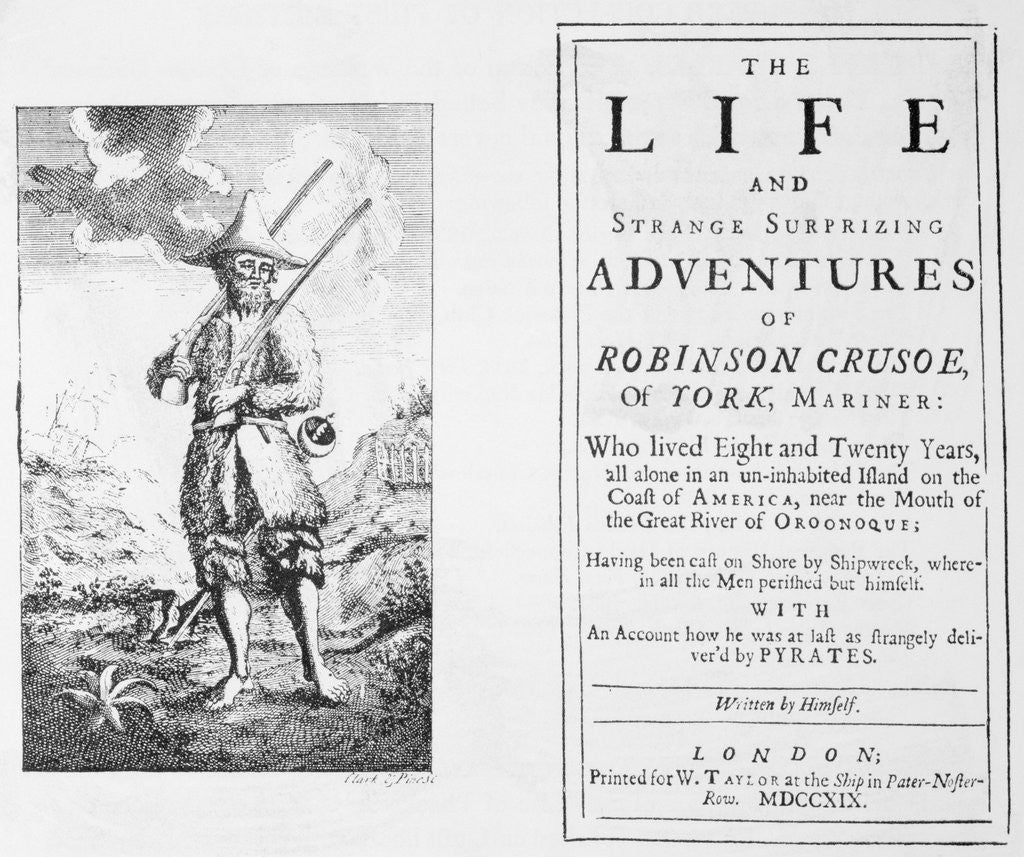 Detail of Title Page from Robinson Crusoe by Daniel Defoe