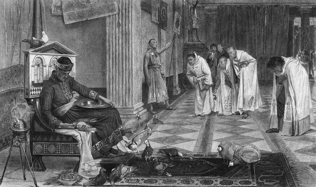 Detail of Emperor Honorius in His Court Feeding Birds by Corbis