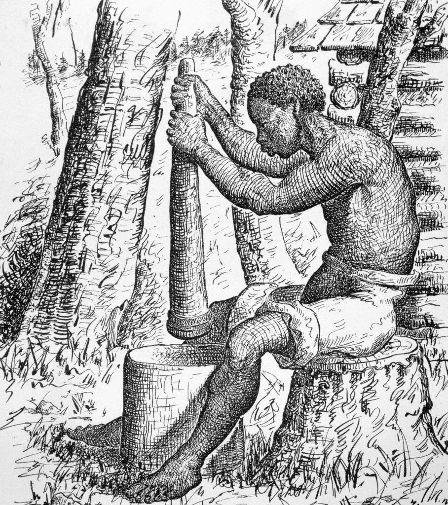 Detail of Man Grinding Grain by Anonymous
