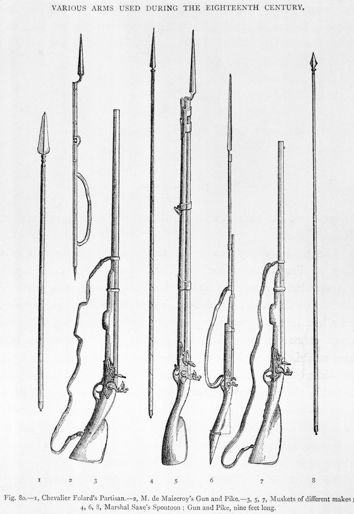 Detail of Illustration of 18th-Century Rifles and Other Weapons by Anonymous