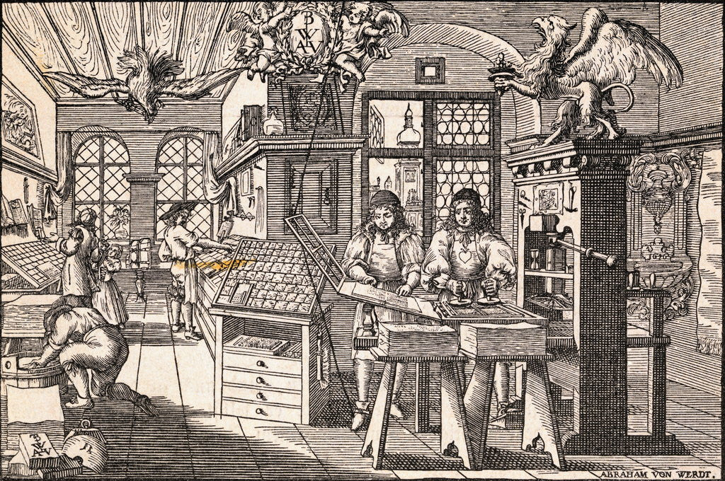 Detail of Men Working in Printing Press Production by Anonymous