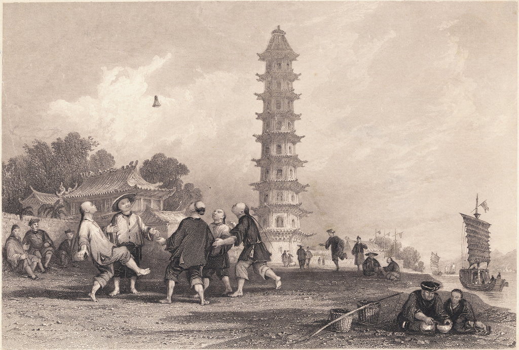 Detail of Chinese Men Playing Badminton by Anonymous