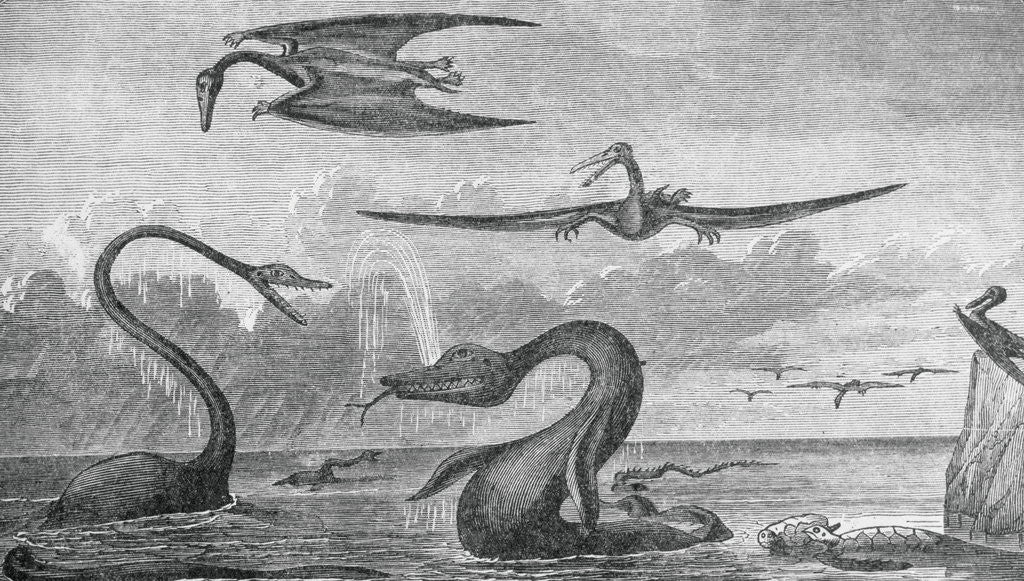 Detail of Dinosaurs in Salt Lake Basin by Anonymous