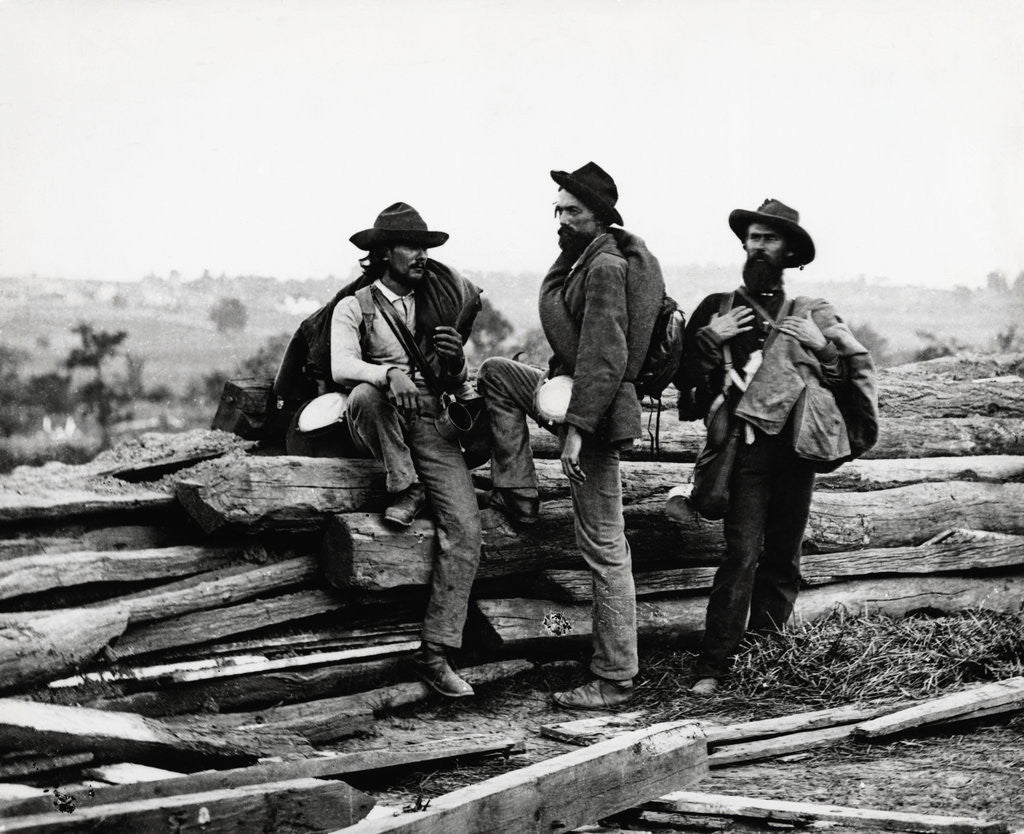 Detail of Confederate Prisoners Near Logs by Corbis