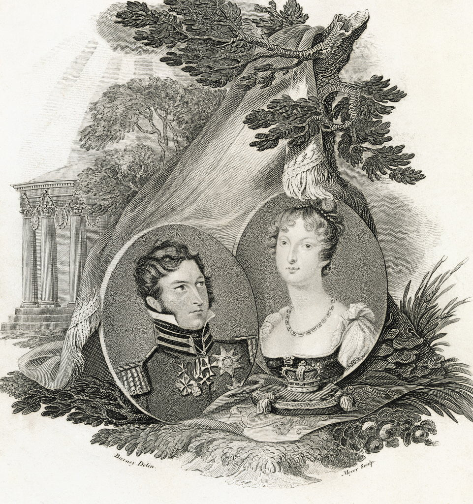 Detail of Portrait of Princess Charlotte and Prince Leopold by Anonymous