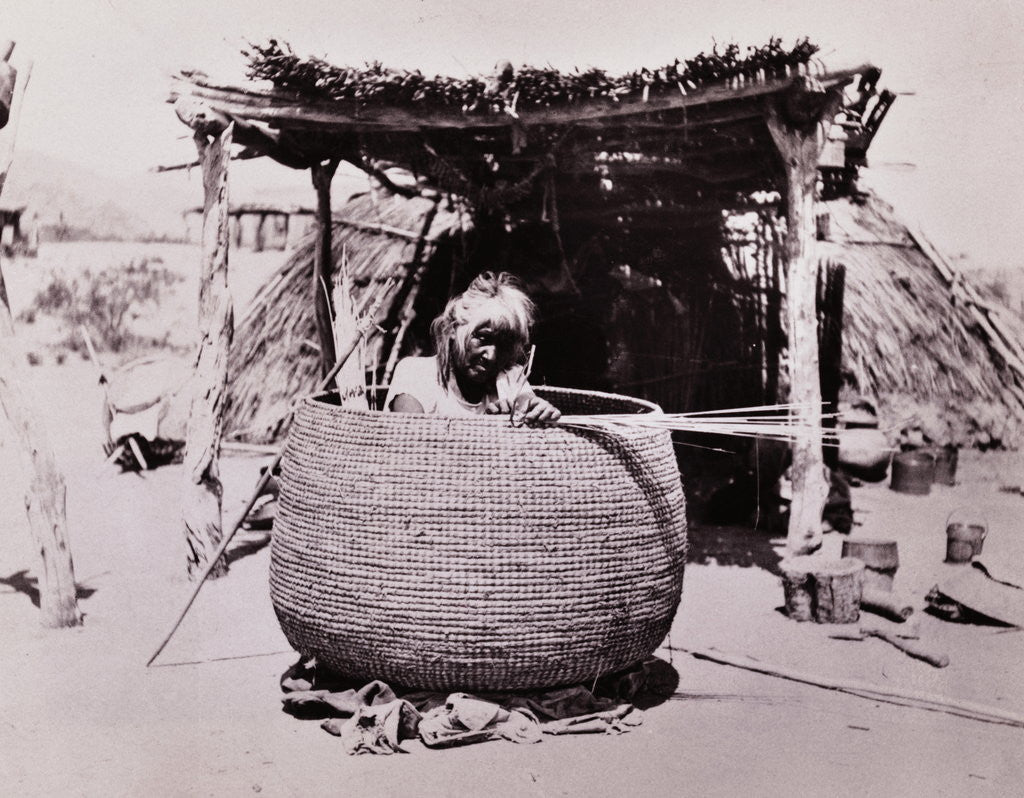Detail of Woman Weaving Basket by Anonymous