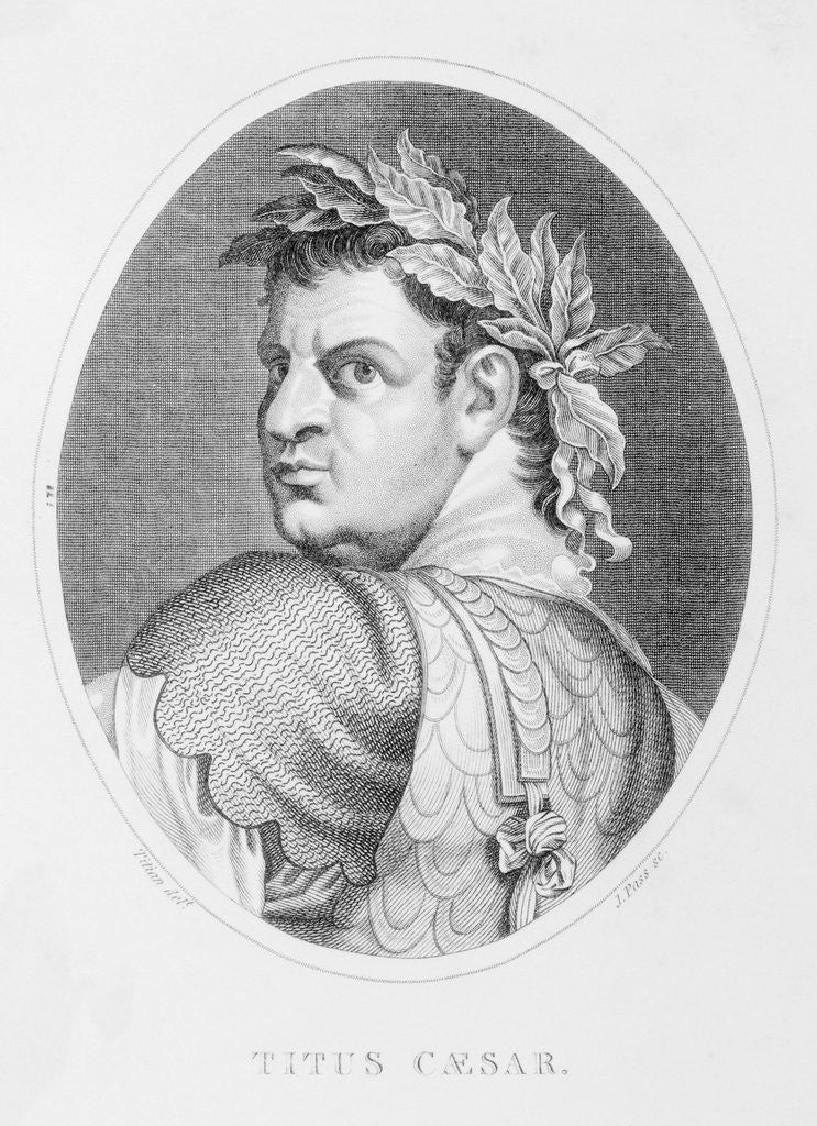 Detail of Oval Illustrated Portrait of Titus Caesar by Anonymous