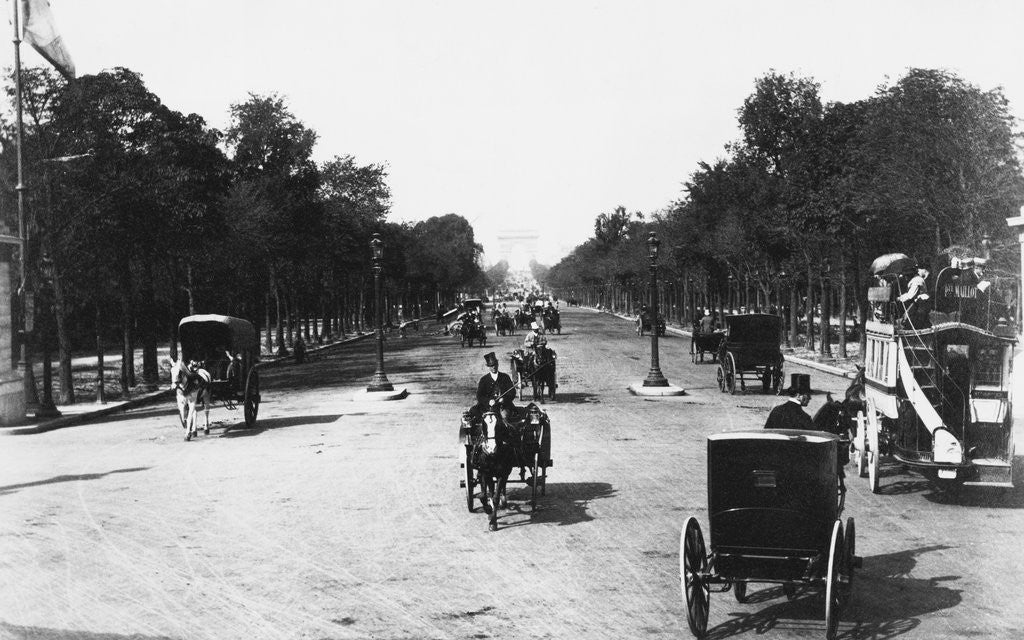 Detail of Horse Driven Carriages at Avenue Des Champs Elysees by Anonymous