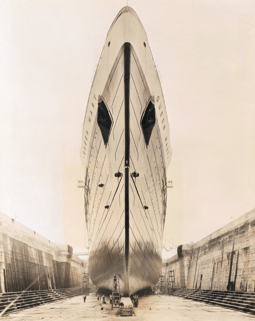 Detail of Bow of Queen Mary in Drydock by Corbis