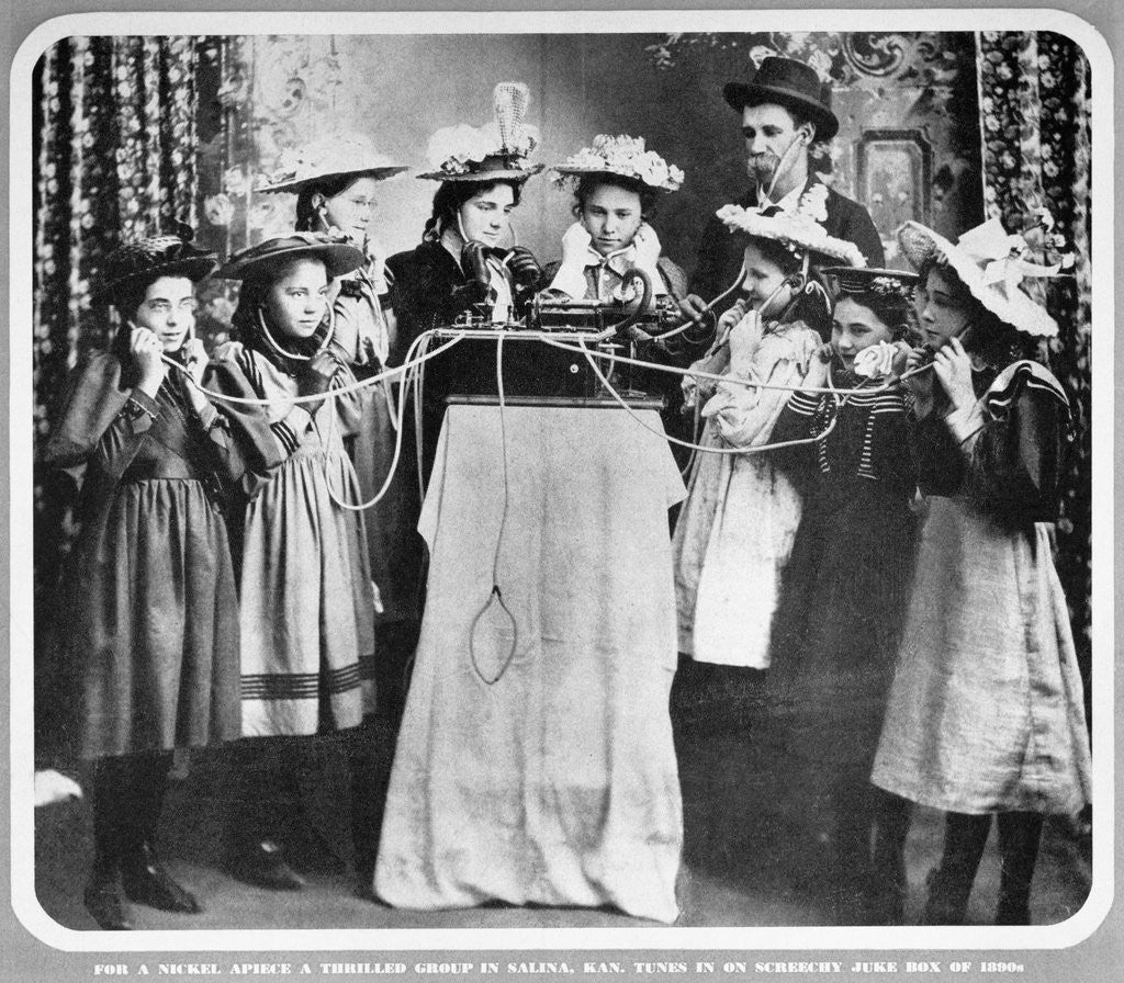 Detail of Group Listens to Juke Box by Anonymous