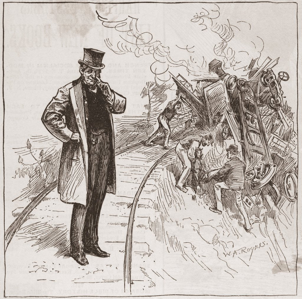 Detail of Cartoon Criticizing Railroad Safety by Anonymous