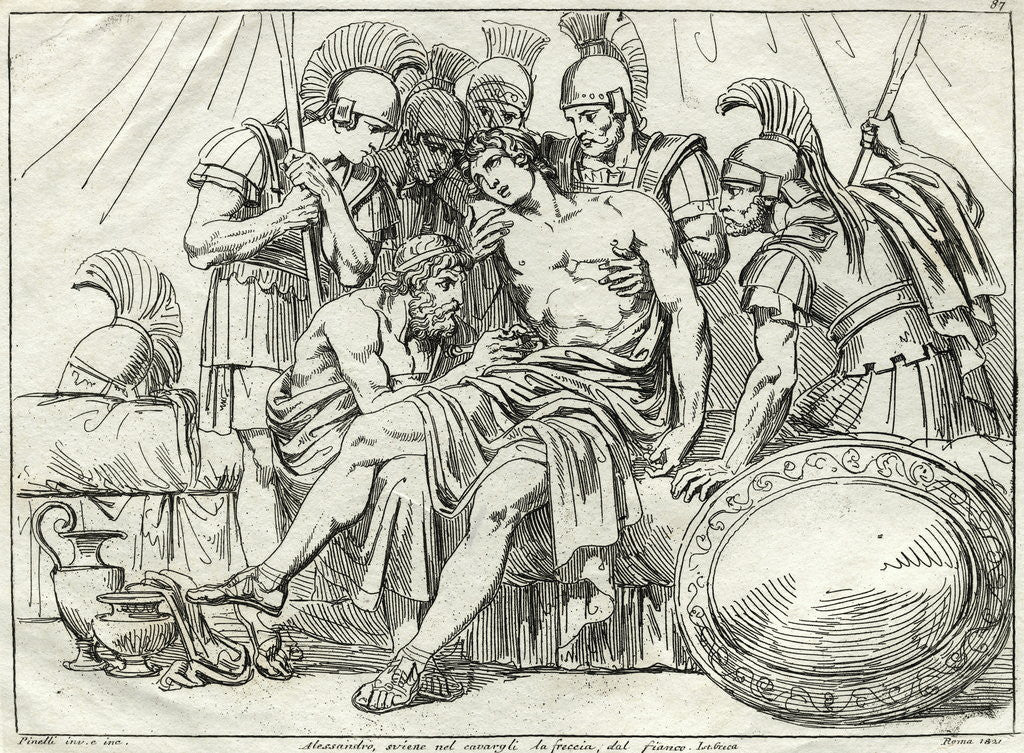 Detail of Surgeon Pulling Arrow Out of Alexander the Great's Side by Anonymous