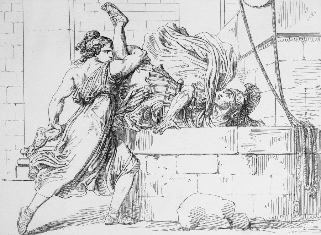 Detail of Themcola Throwing Soldier into Well by Anonymous
