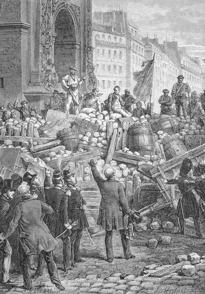 Detail of French Crowd of Unrest at Barricaded Street by Anonymous