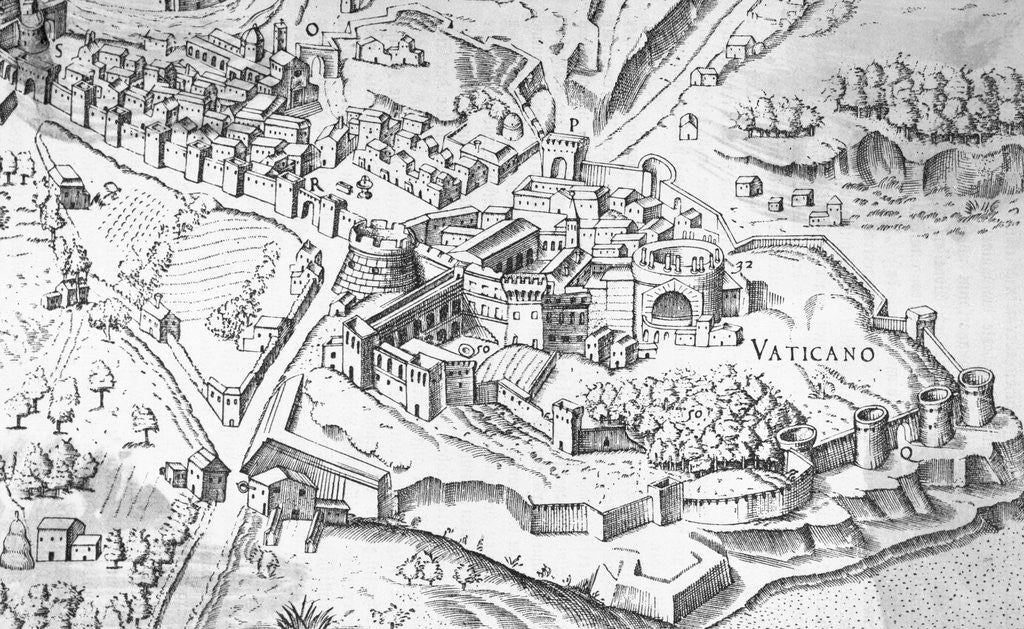 Detail of Map of Vatican Area by Antonio Lafreri