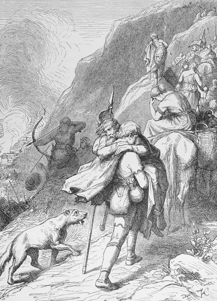 Detail of Illustration of Goths Retreating into Asturian Mountains by Anonymous