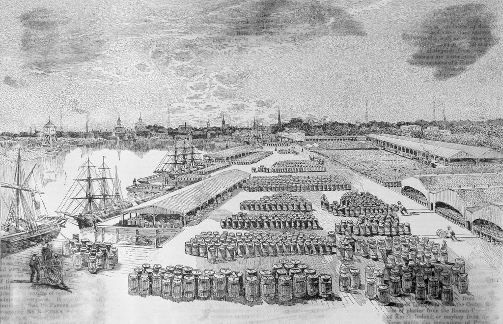 Detail of Barrels Waiting to be Loaded onto Ships by Anonymous