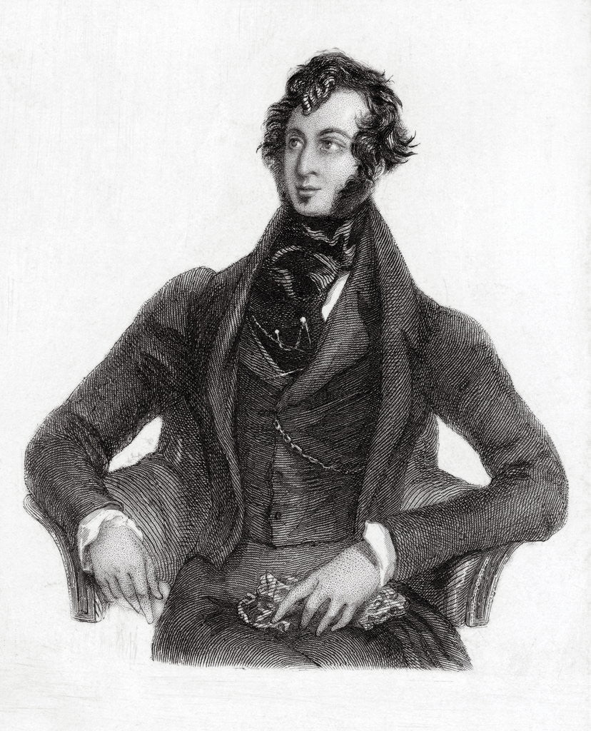 Detail of Engraving of Edward George Earle Lytton Bulwer-Lytton by Anonymous