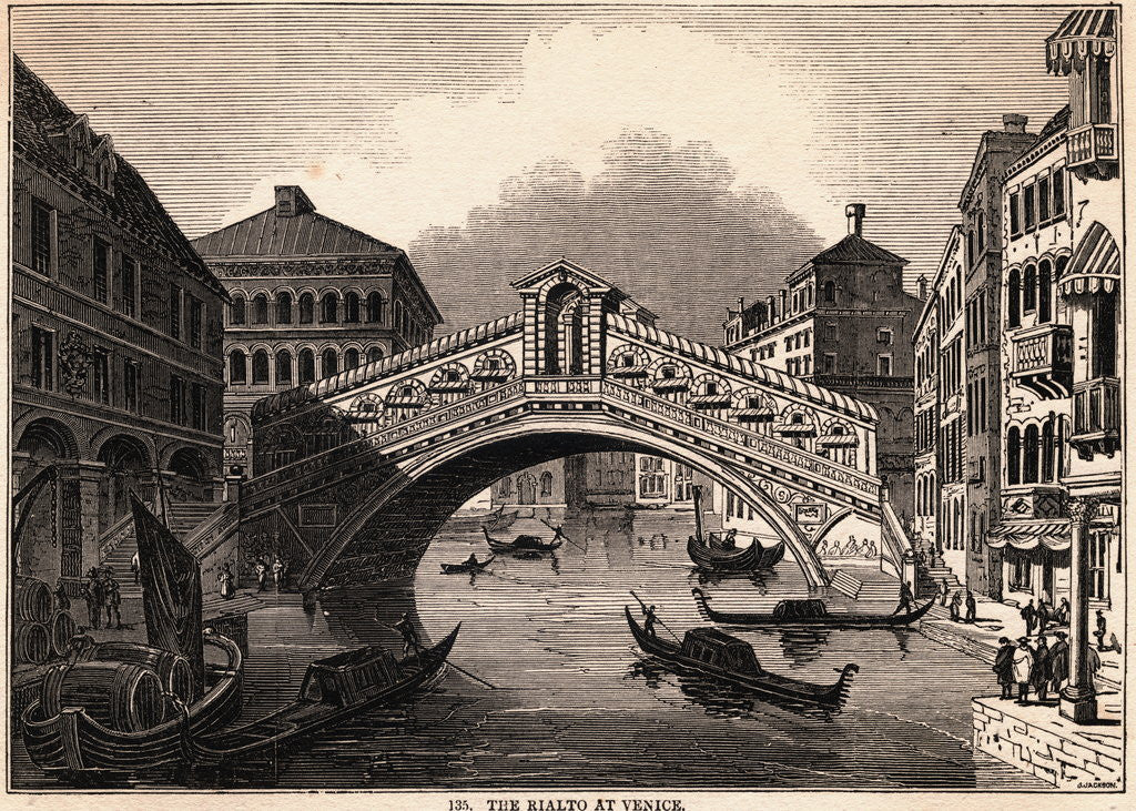 Detail of Illustration of Rialto over Grand Canal at Venice by Anonymous