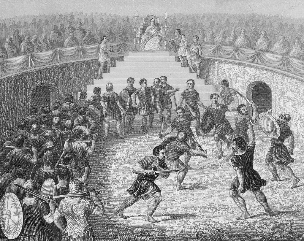 Detail of Royalty and Audience Watching Gladiators Fight by Anonymous