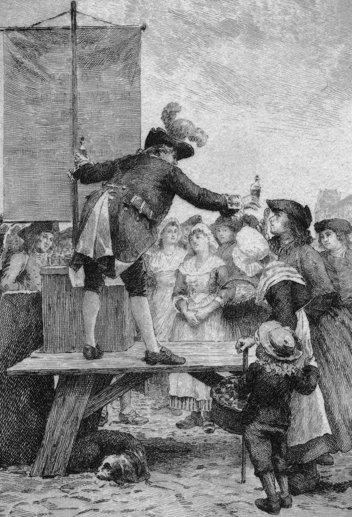 Detail of 18th Century Quack Salesman Selling Potions to Citizens by Anonymous