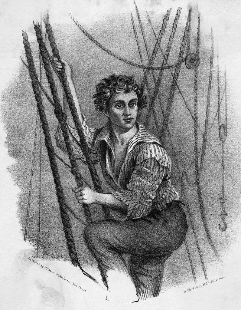 Detail of Sailor Climbing Ship's Rigging by Anonymous