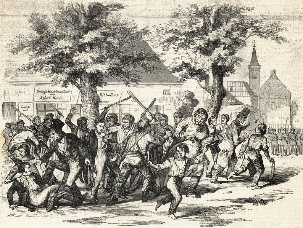 Detail of Demonstrators Fighting in Street by Anonymous
