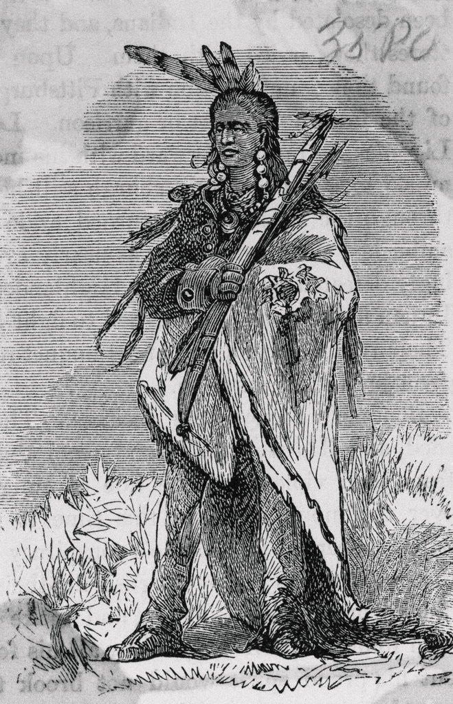 Detail of Drawing of Native American Chief Pontiac by Anonymous