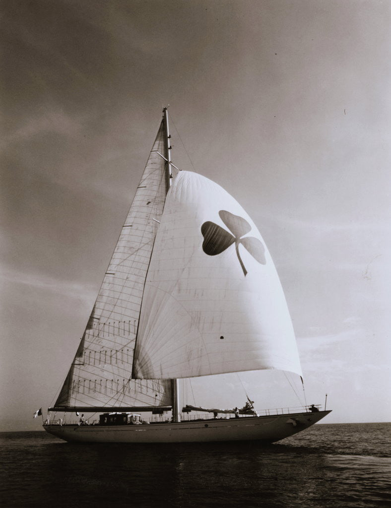Detail of Large Yacht with Shamrock on Sail by Anonymous