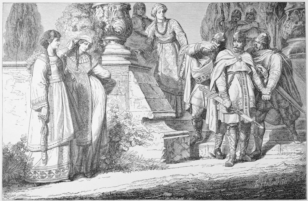 Detail of Depiction of Empress Theophano and Otto II with Party by Anonymous