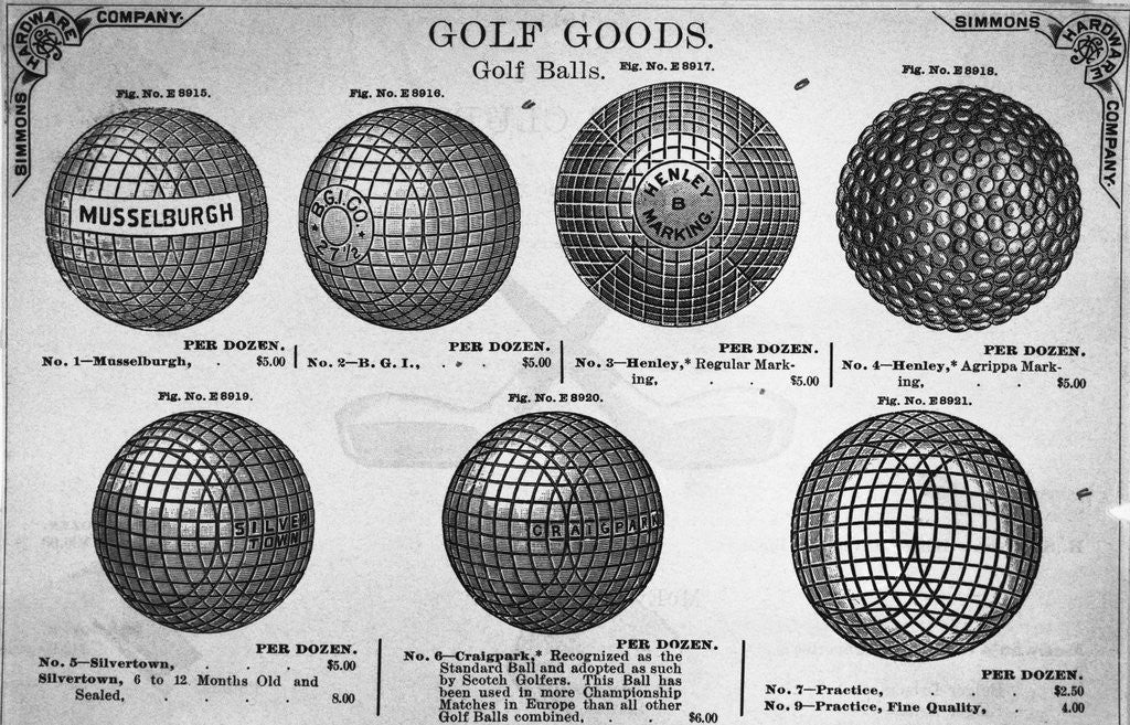 Detail of Display with Prices for Early Made Golf Balls by Anonymous
