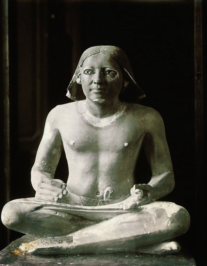Detail of Boulak Museum Ancient Egyptian Statue of Seated Scribe by Anonymous