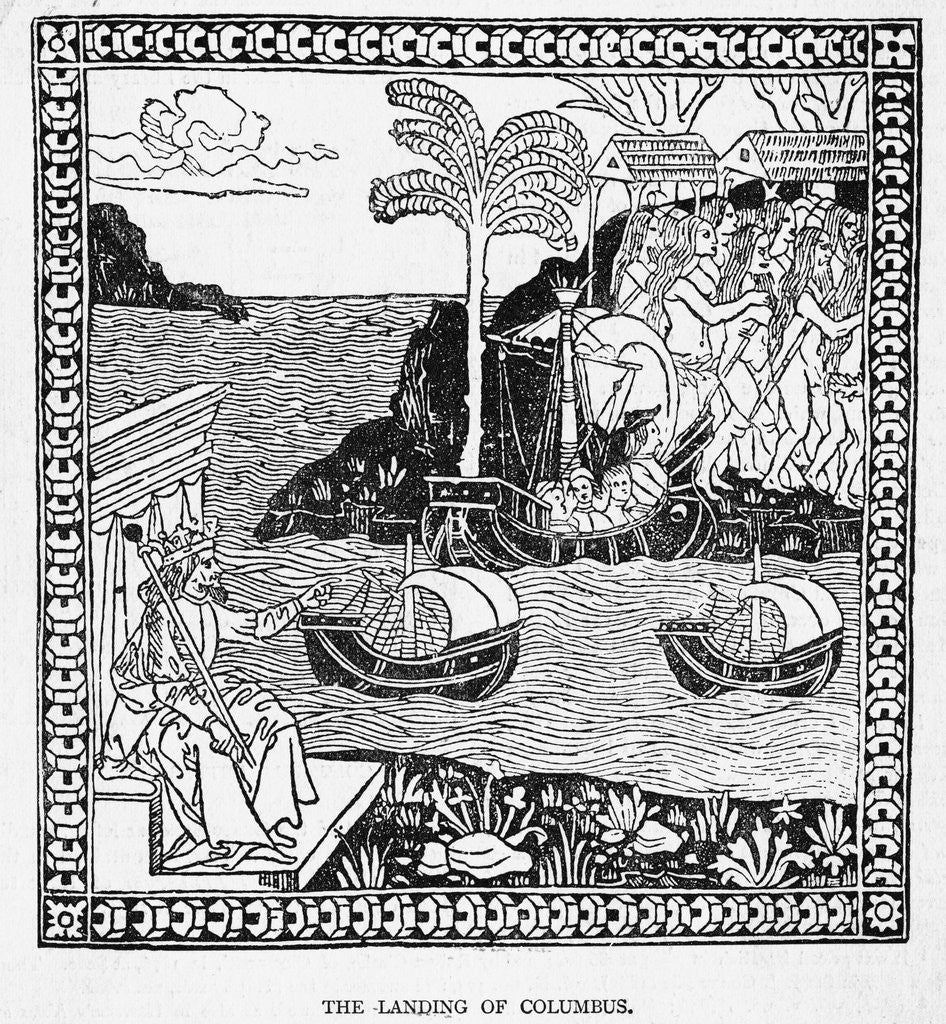 Detail of Columbus Lands in the New World by Anonymous