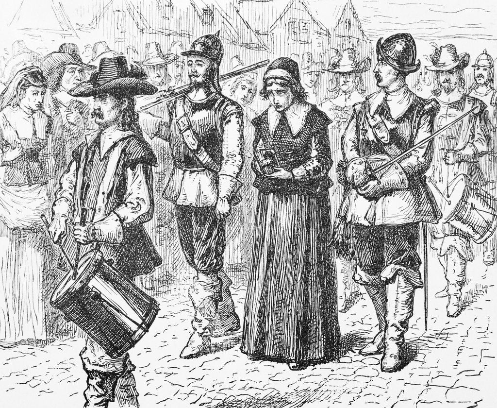 Detail of Illustration of Mary Dyer Led to Execution by Corbis