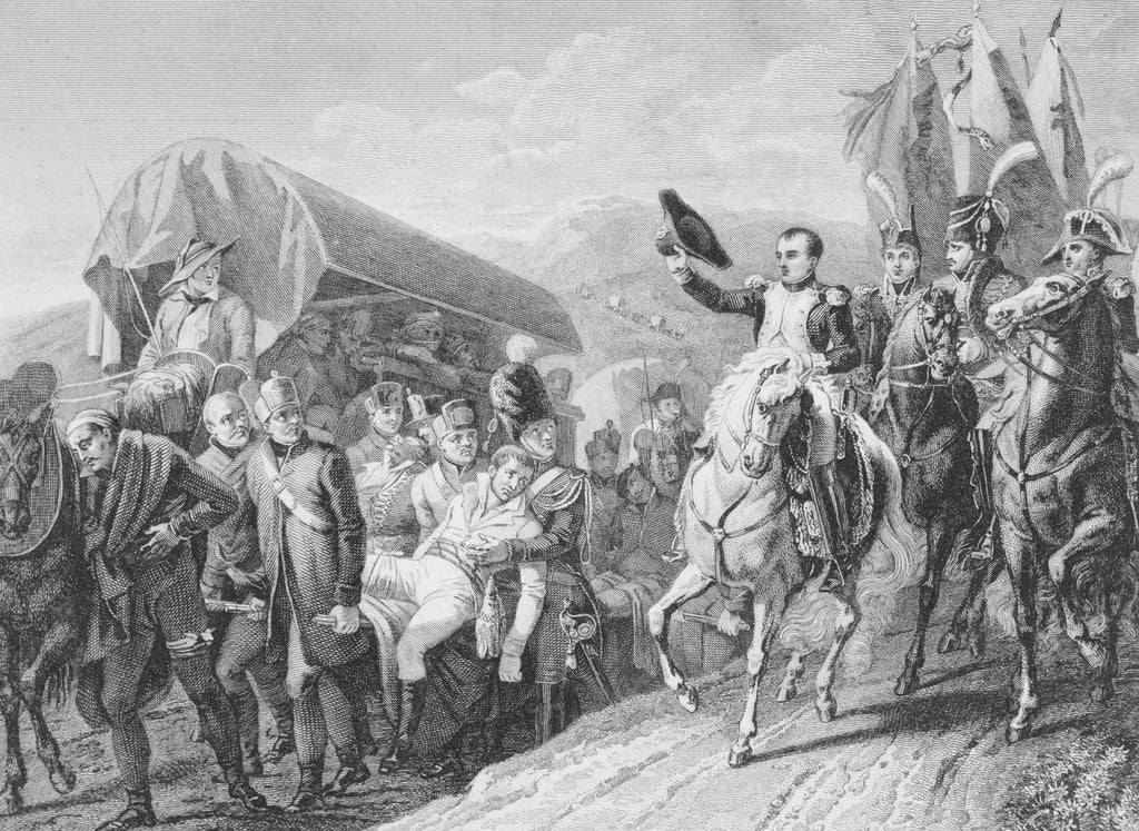 Detail of Illustration of Napoleon on Horse Acknowledging His Troops by Anonymous