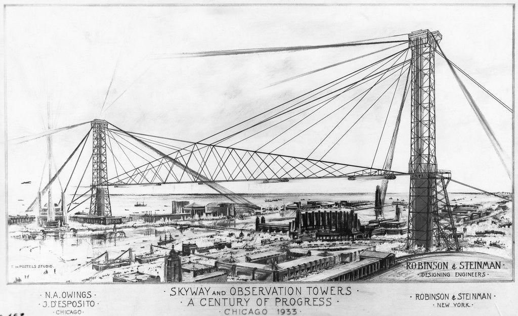 Detail of Skyway and Observation Towers at Century of Progress by Anonymous