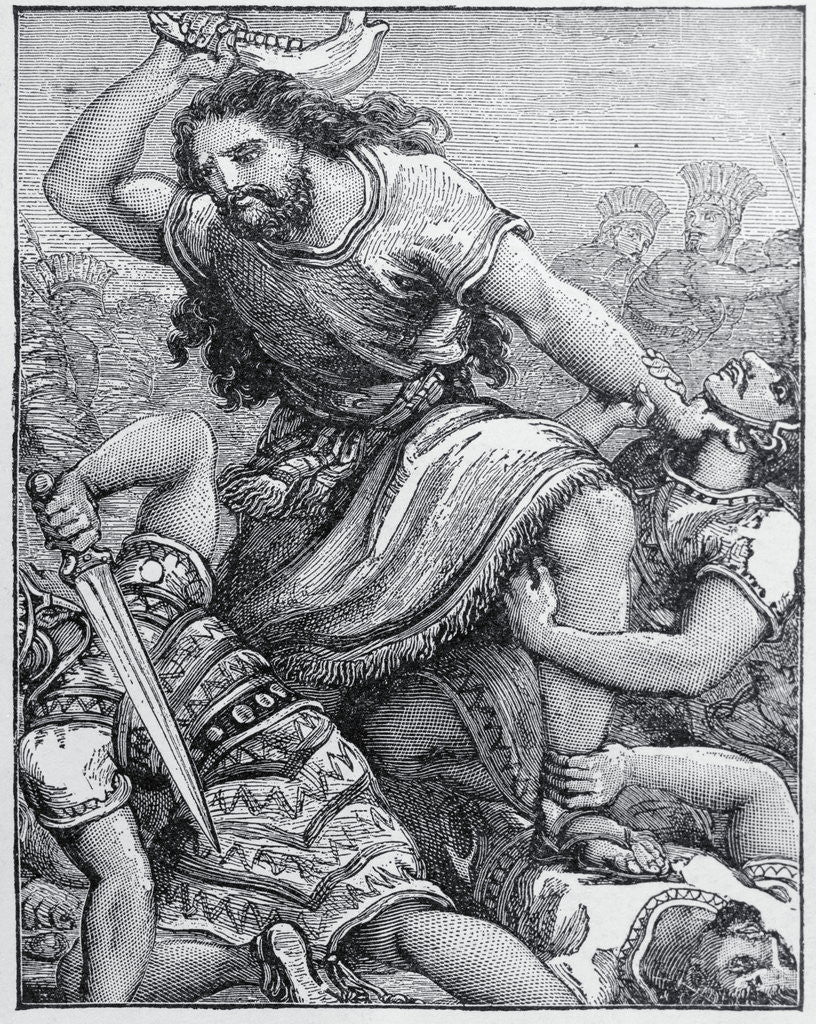 Detail of Samson with Weapon in Hand Against Philistines by Anonymous