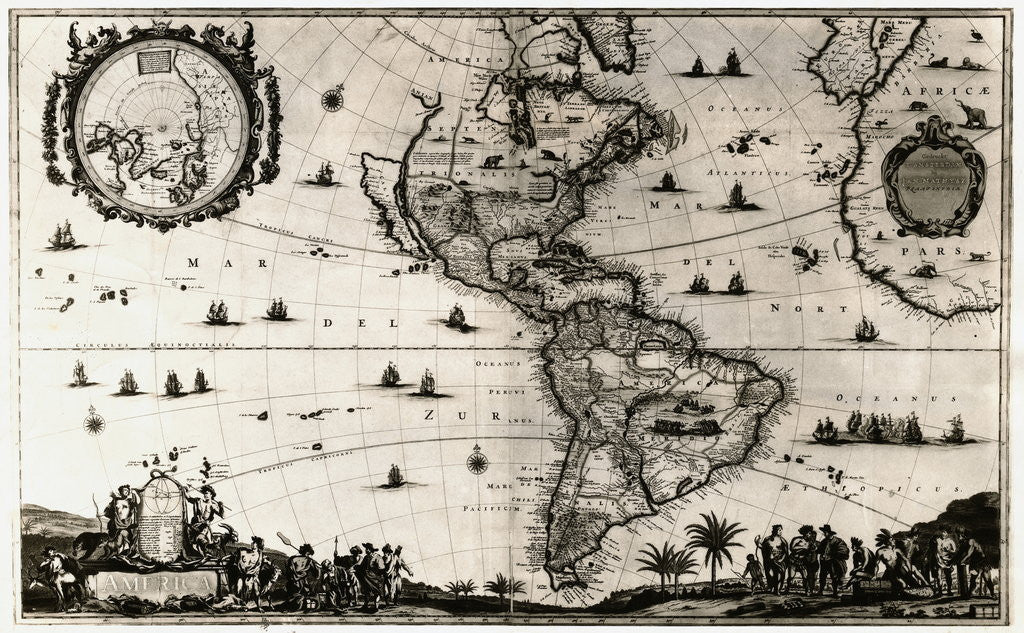 Detail of Early Map of the Americas by Anonymous
