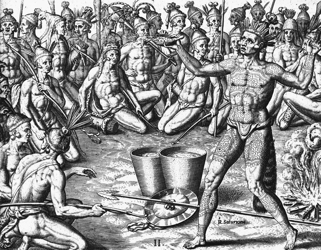 Detail of Florida Indians Saturibo War Council by Anonymous