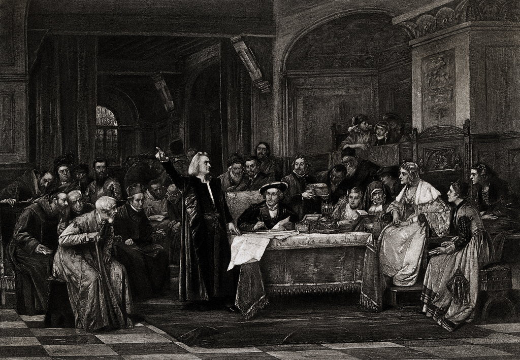 Detail of Illustration Showing Christopher Columbus at Queen Isabella's Court by Anonymous