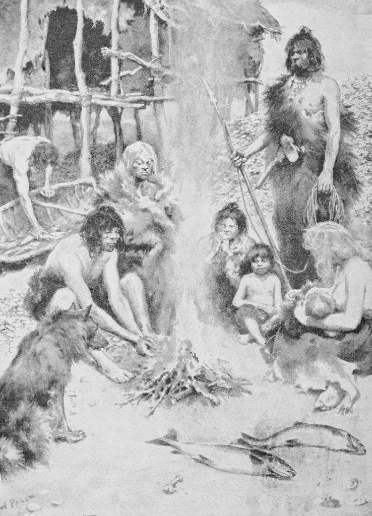 Detail of Prehistoric Family Surrounding Fire by Anonymous