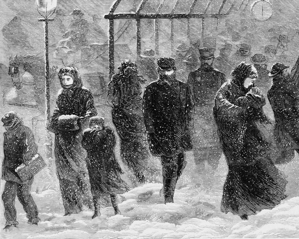 Detail of Pedestrians Walking in a Blizzard by Stanley Fox