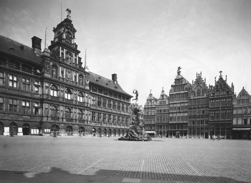 Detail of Town Center with Exquisite Buildings and Center Sculpture by Anonymous