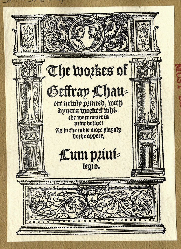 Detail of Title Page to Chaucer Works by Anonymous